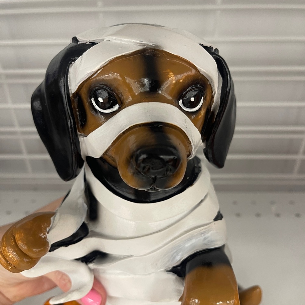 Halloween Dachshund Mummy Dog Black & Tan Resin Statue Home Decor NWT - Picture 6 of 6